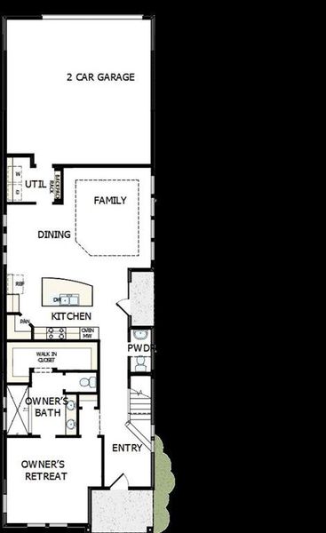 2D floor plan layout of this home in Karis - Cottage Series, Crowley, TX (Image 2). 2D floor plan layout of this home in Karis - Cottage Series, Crowley, TX (Image 2).