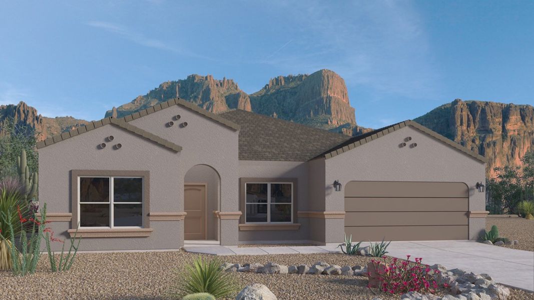 Representative exterior photo of a completed home built from the Pearl by D.R. Horton in Saguaro Bloom, Marana, AZ (Image 2).