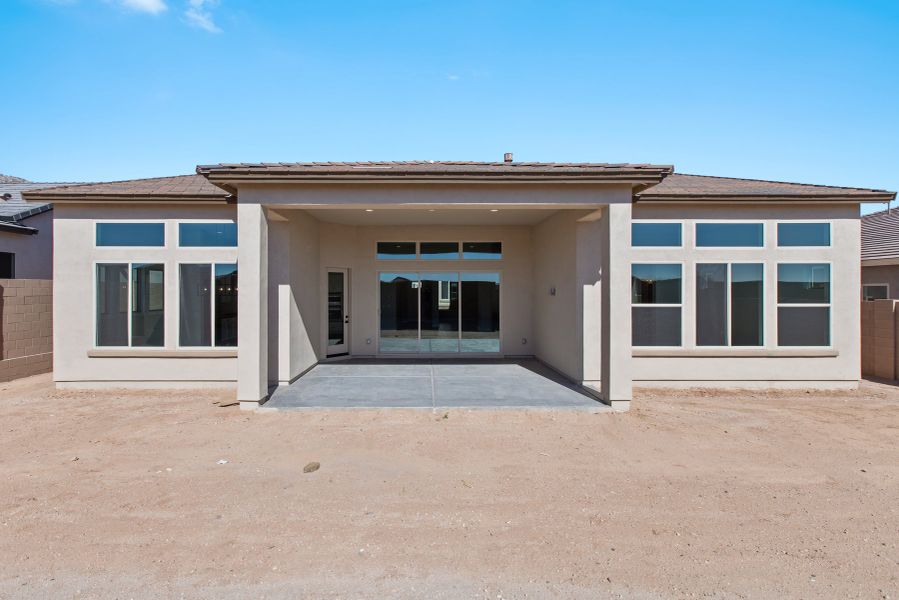 Exterior details and patio area of a home in The Ridge at Victory, Buckeye (Image 3).