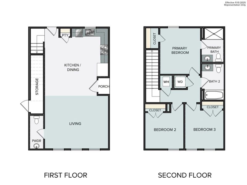 2D floor plan layout of this home in Harvest Ridge, Elgin, TX (Image 4).