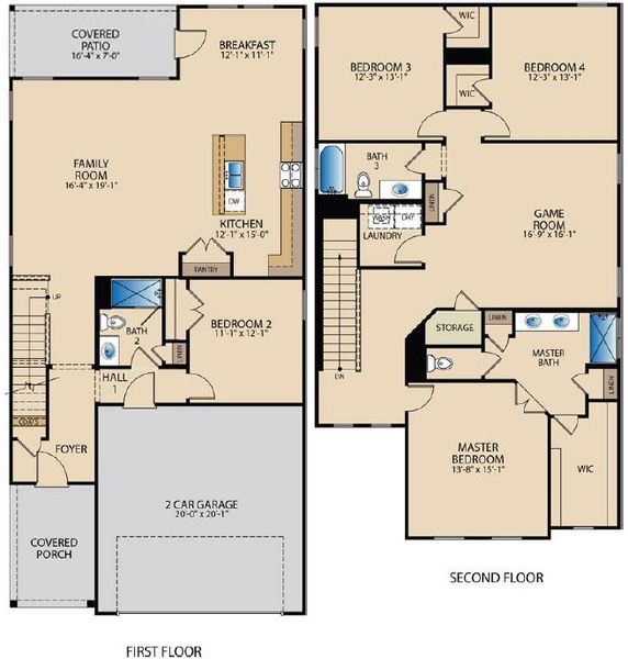 2D floor plan layout for the Ennis by Pacesetter Homes in Village At Manor Commons, Manor, TX (Image 3). 2D floor plan layout for the Ennis by Pacesetter Homes in Village At Manor Commons, Manor, TX (Image 3).