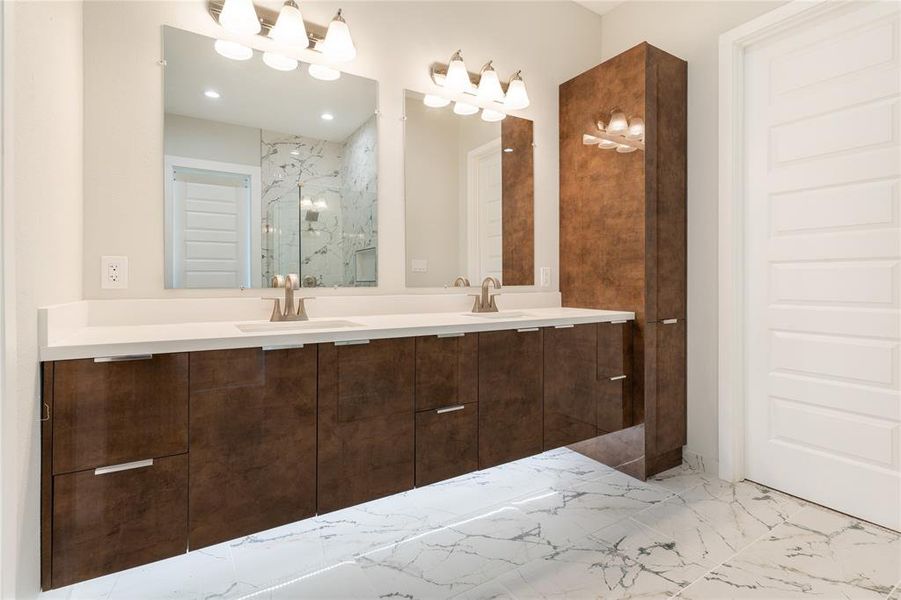 This floating double vanity makes this master bathroom stand out! Enjoy these modern touches and more in this beautiful townhome.