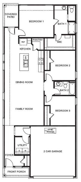 2D floor plan layout for the Diana by D.R. Horton in The Hills at Reunion, Newark, TX (Image 3). 2D floor plan layout for the Diana by D.R. Horton in The Hills at Reunion, Newark, TX (Image 3).