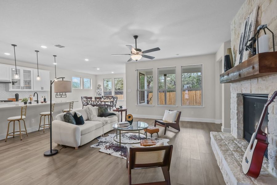 Representative furnished interior of a home built from the The Belmont G w/ 3-Car Garage by Davidson Homes LLC in Potranco Oaks, Castroville (Image 9). Representative furnished interior of a home built from the The Belmont G w/ 3-Car Garage by Davidson Homes LLC in Potranco Oaks, Castroville (Image 9).