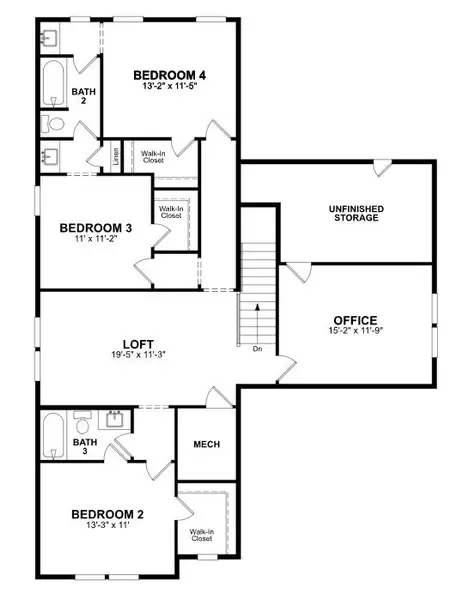 2D floor plan layout of this home in Friendship Village, Apex, NC (Image 3).