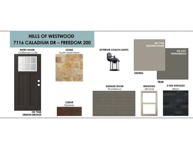 Sample of building materials used in homes in Hills of Westwood, Temple (Image 3).