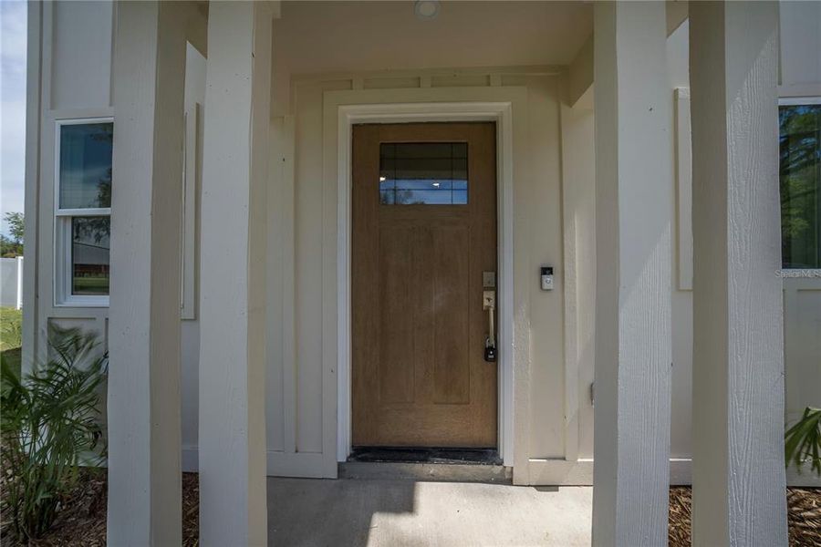 Exterior details and patio area of a home in , Williston (Image 16). Exterior details and patio area of a home in , Williston (Image 16).