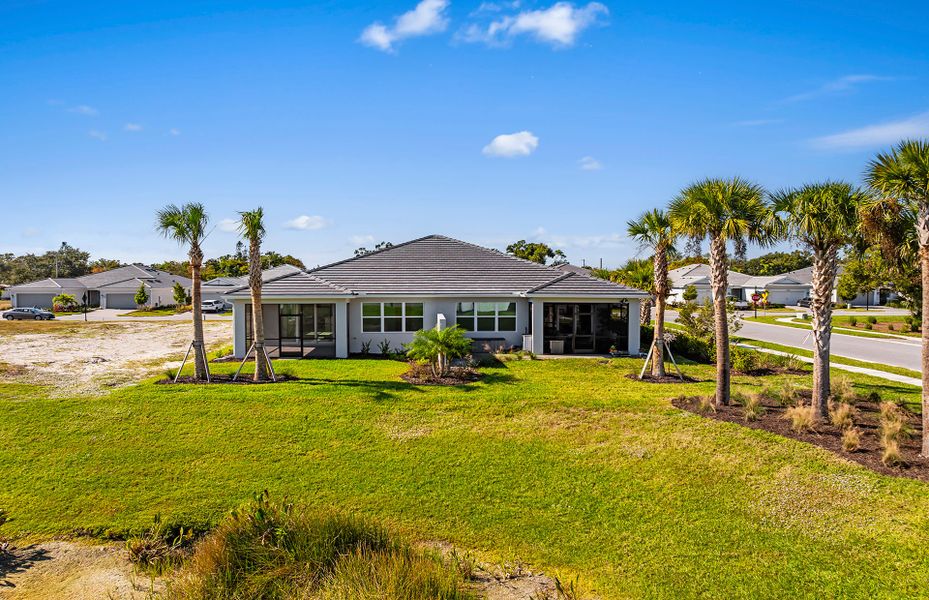 Exterior details and patio area of a home in Legacy Groves, Nokomis (Image 20).