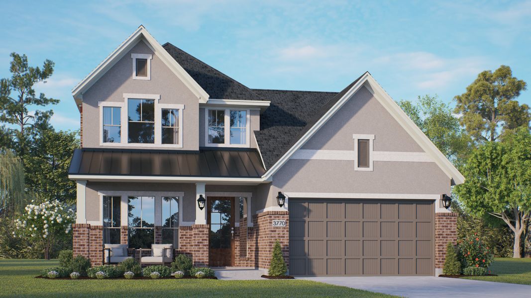 Front exterior of a new home in Jordan Ranch, Fulshear, TX, highlighting curb appeal (Image 14).