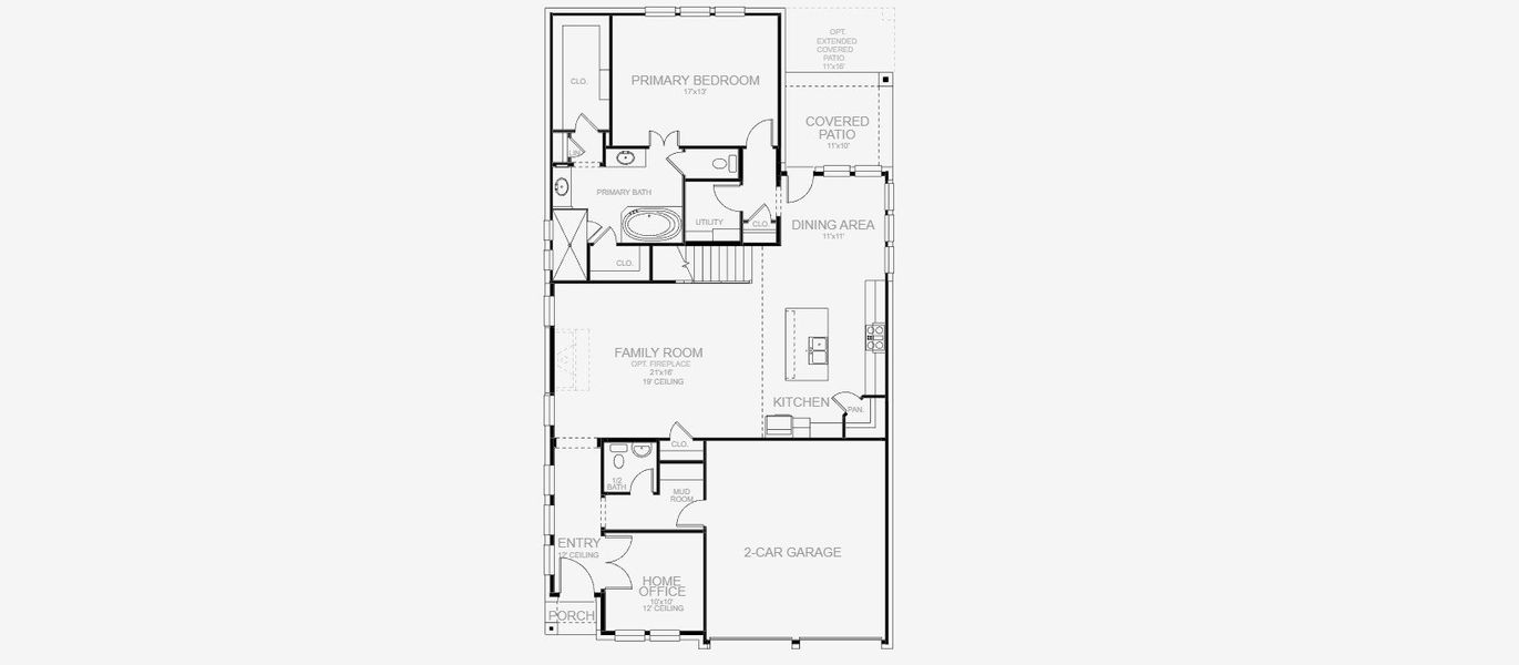 2D floor plan layout of this home in Lariat 50', Liberty Hill, TX (Image 3).