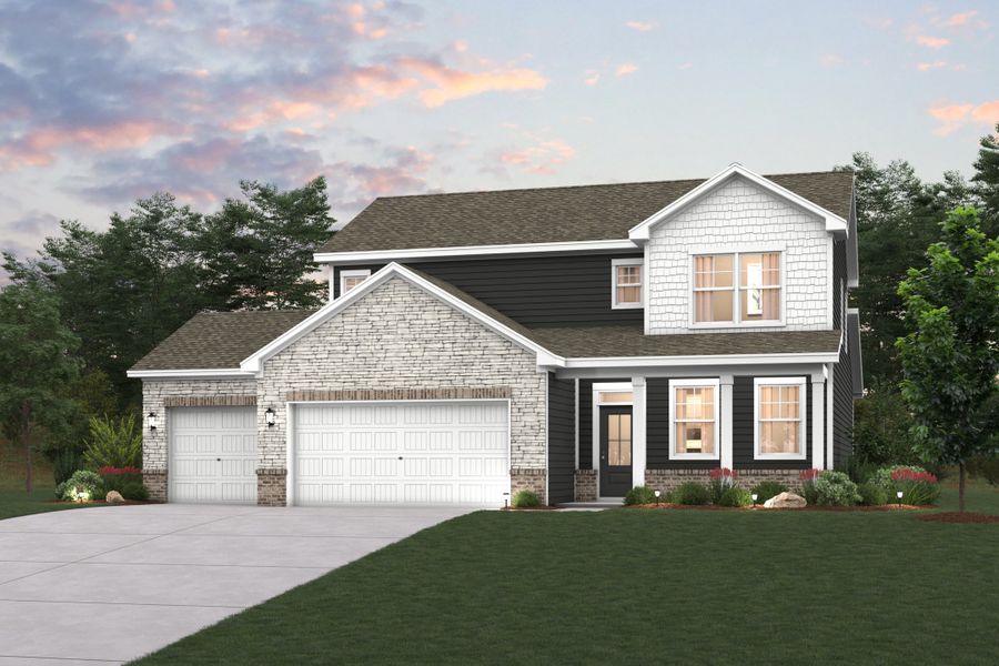 Front exterior of a new home in The Oaks, Mount Juliet, TN, highlighting curb appeal (Image 1). Front exterior of a new home in The Oaks, Mount Juliet, TN, highlighting curb appeal (Image 1).