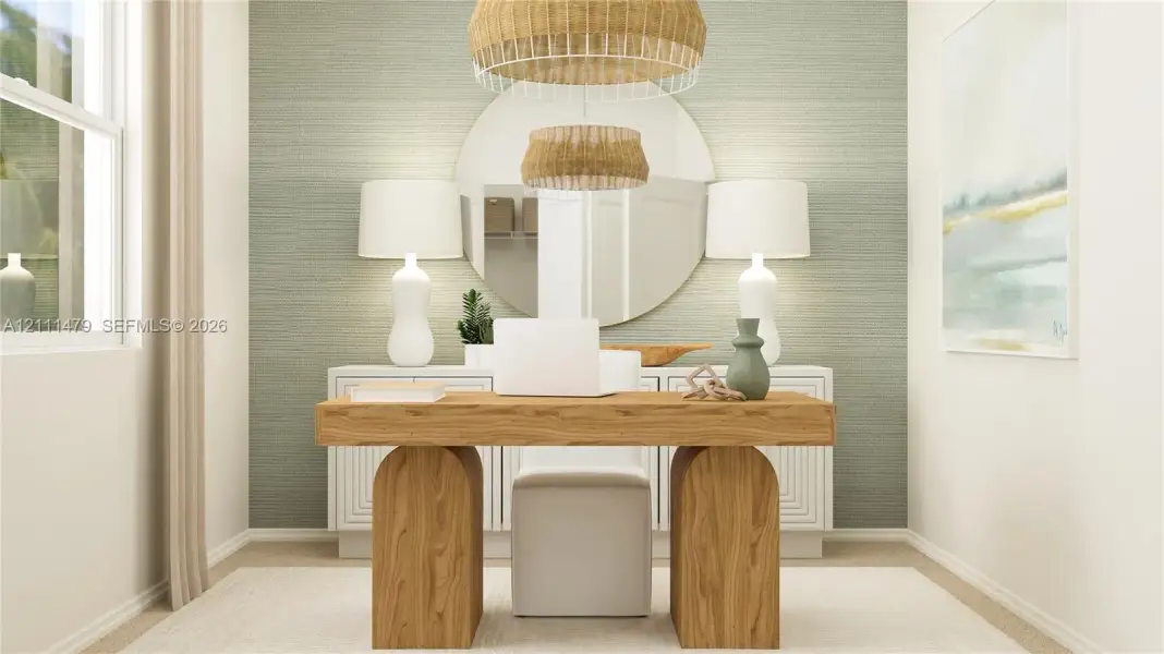 As the sole secondary bedroom on the first floor, this space is ideal for a home office, overnight guests or residents needing additional privacy.