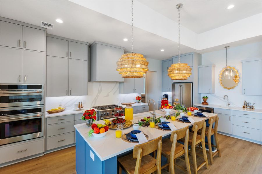 Kitchen featuring MSI Calacatta Leon Quartz counters. Kitchen featuring MSI Calacatta Leon Quartz counters.