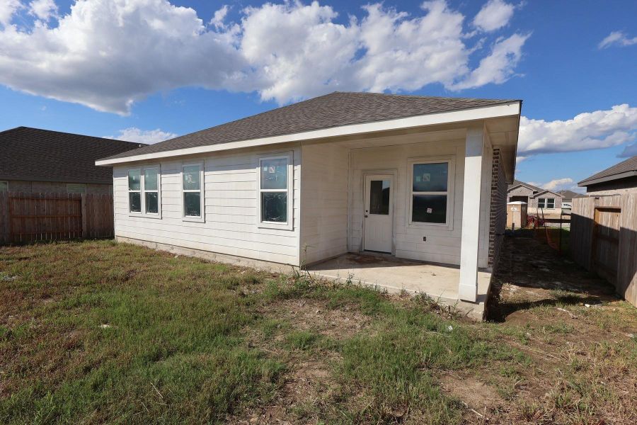 Covered patio in the backyard