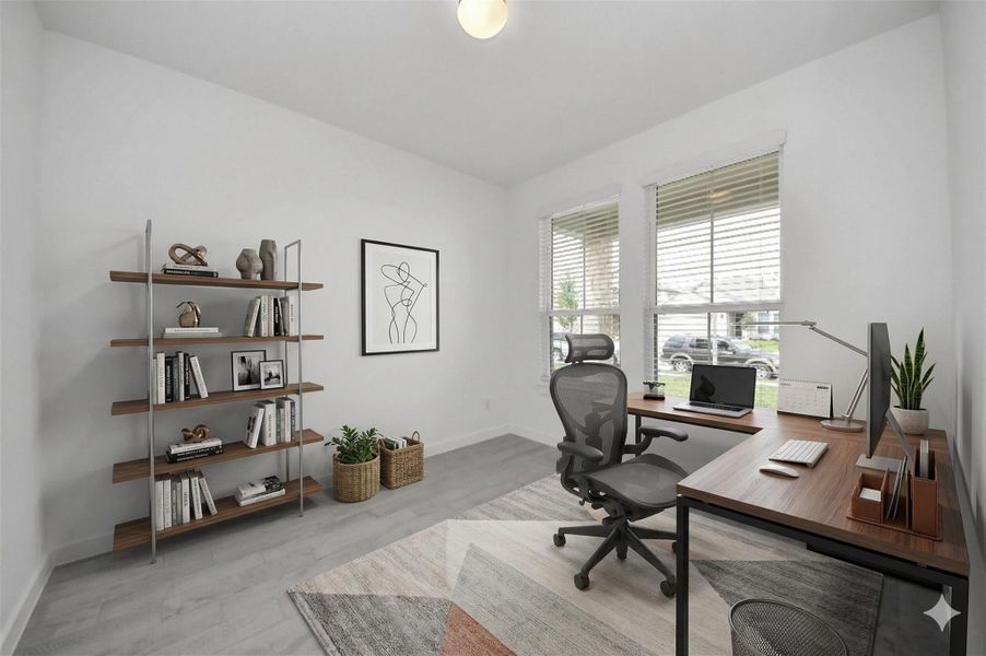 Virtually Staged - Home Office. Sample photo of completed home with similar floor plan. Actual colors and selections may vary.