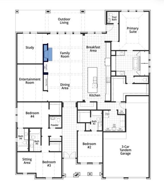 2D floor plan layout for the Verona by Highland Homes in Ridgeline: 70ft. lots, McKinney, TX (Image 6).