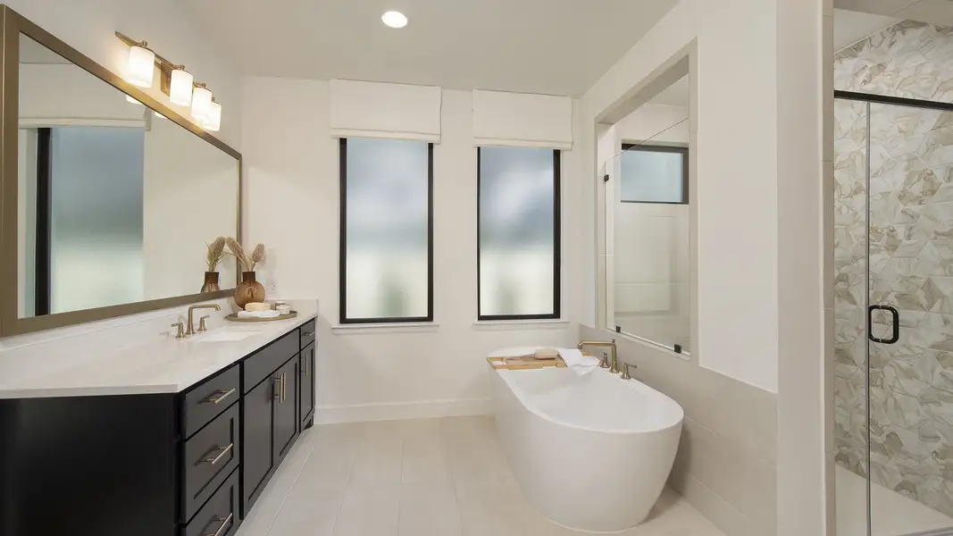 Representative furnished interior of a home built from the 3593W by Perry Homes in The Highlands, Porter (Image 14).