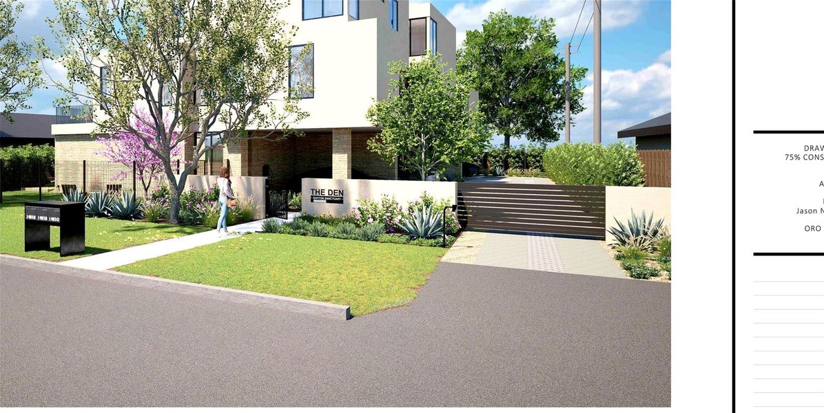 Modern luxury home rendering showcasing clean architectural lines, private setting, and contemporary design in sought-after Barton Hills