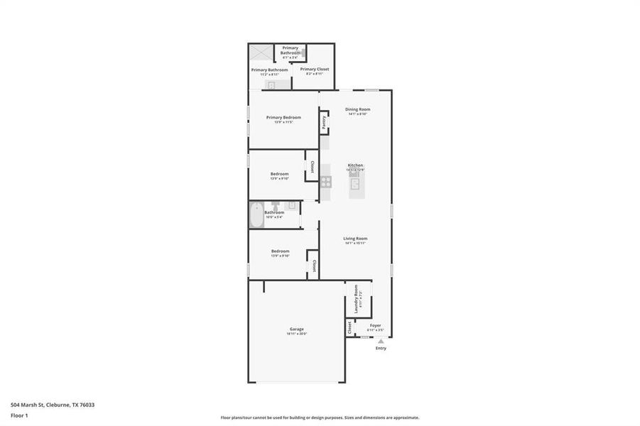 2D floor plan layout of this home in Meadowbrook Estates, Cleburne, TX (Image 5).