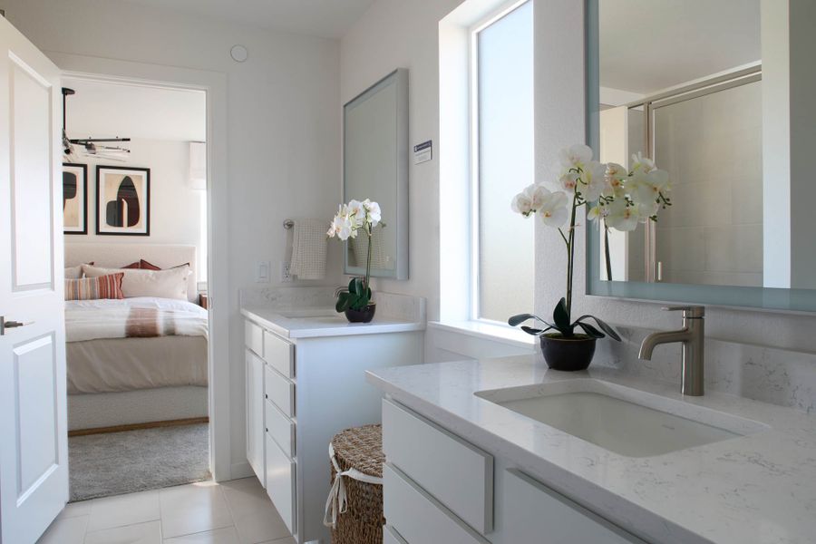 Furnished interior view inside a new home in Lyric at RidgeGate Townhomes, Lone Tree (Image 5).