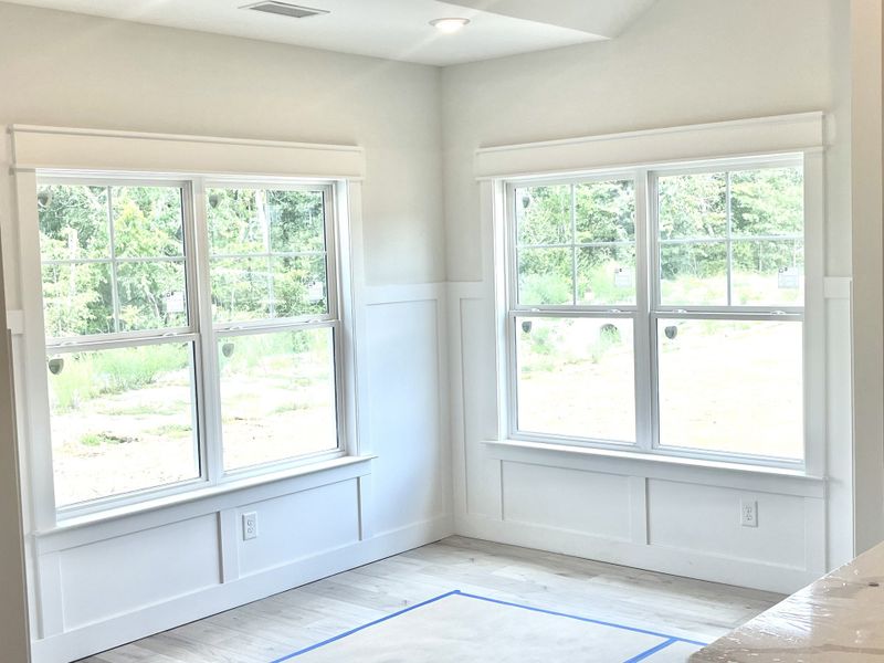Breakfast area with additional trim looks so nice!