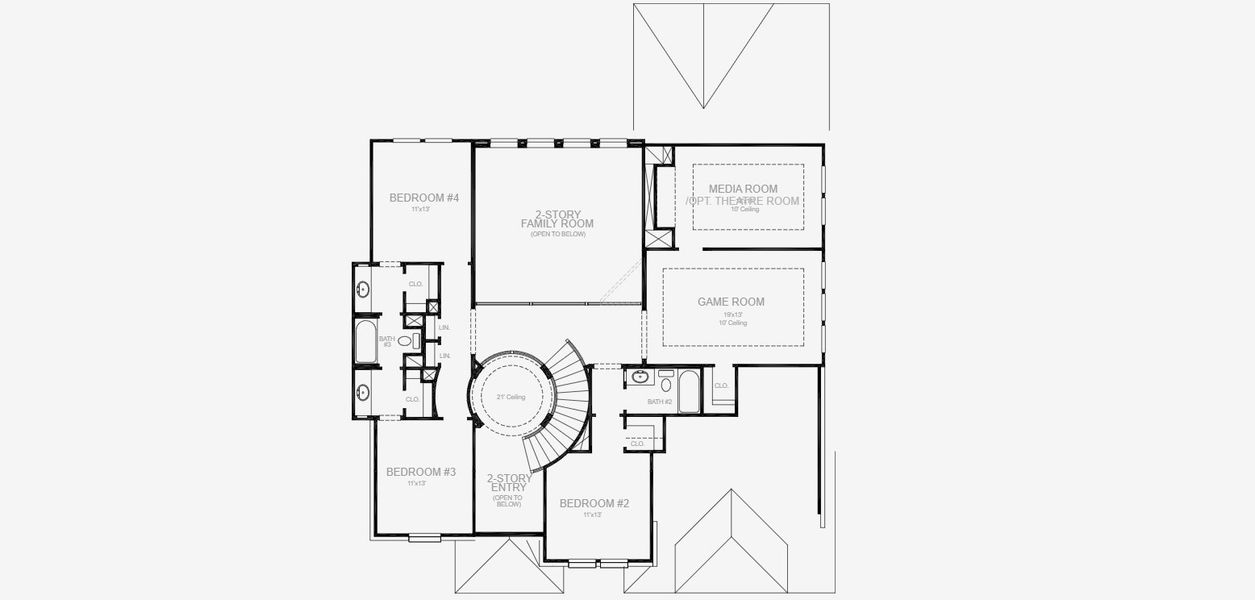 2D floor plan layout for the 3398W by Perry Homes in Lakes of Cane Island, Katy, TX (Image 4).