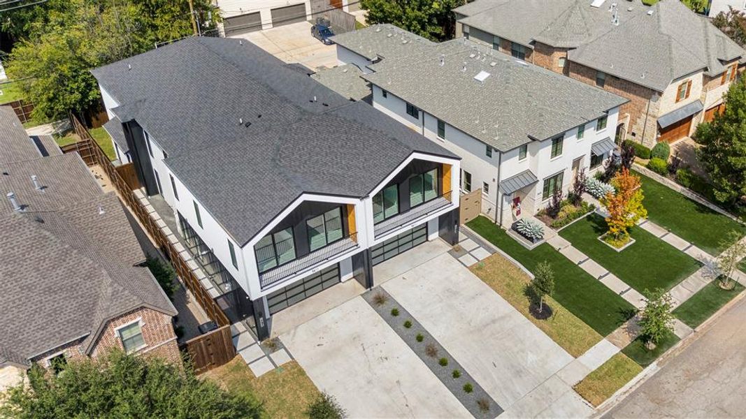 Aerial perspective of suburban area Aerial perspective of suburban area