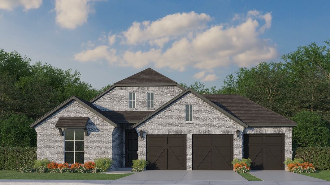 Plan 1535 Elevation B with 3 Car Garage
