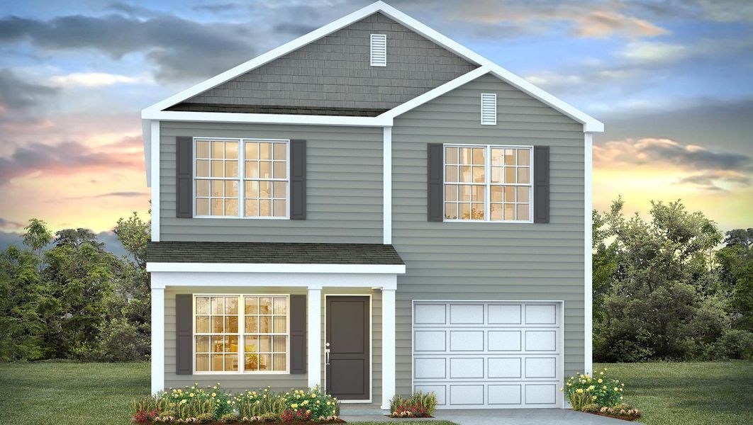 Front exterior of a new home in Hunter's Branch, Hopkins, SC, highlighting curb appeal (Image 1). Front exterior of a new home in Hunter's Branch, Hopkins, SC, highlighting curb appeal (Image 1).