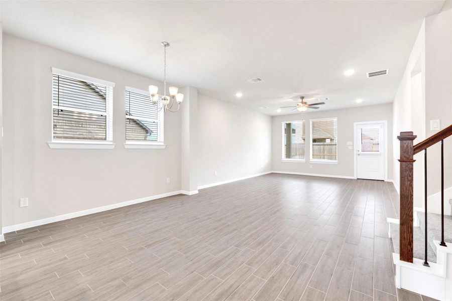 Spacious dining and living space