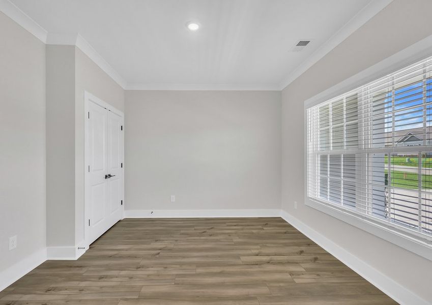 The flex room can be used as an office space.