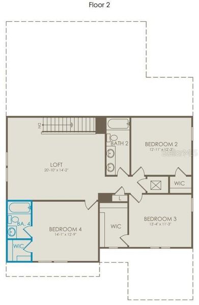 2D floor plan layout of this home in Bridgewalk, St. Cloud, FL (Image 4).