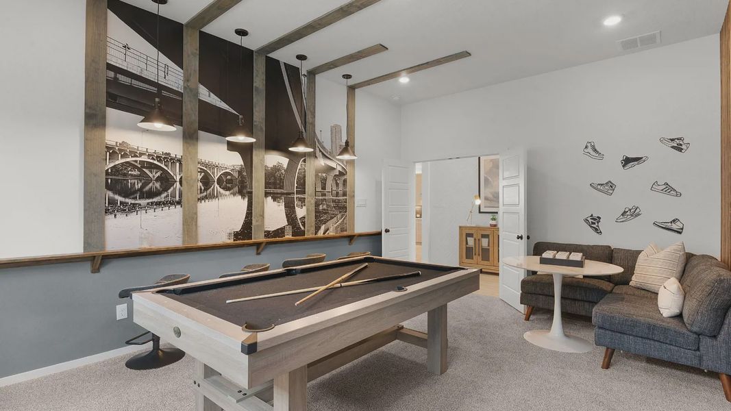 Representative furnished interior of a home built from the Mariah by Chesmar Homes in University Heights, Round Rock (Image 9).