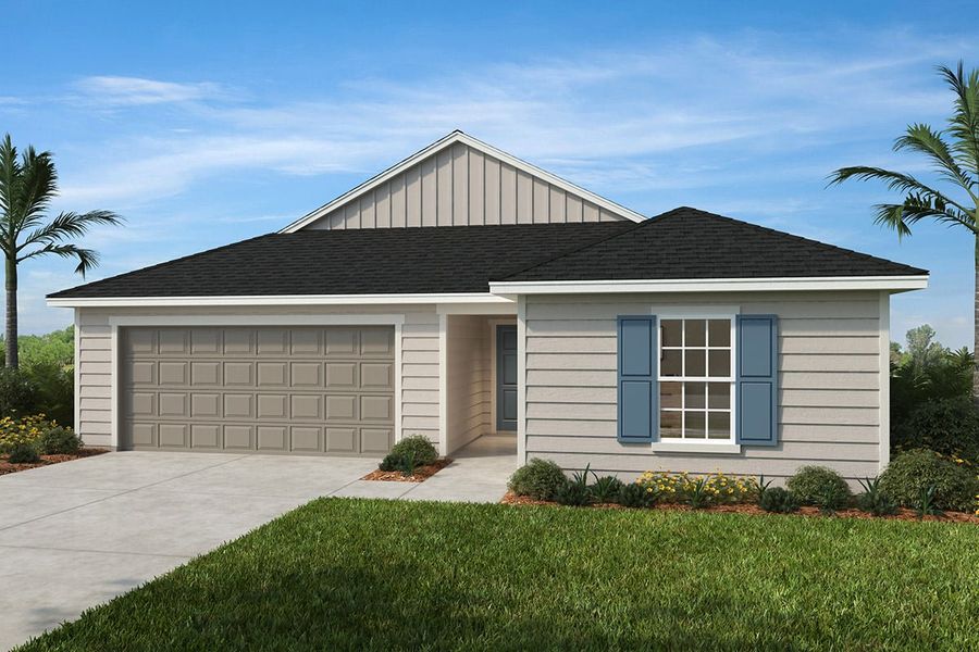 Representative exterior photo of a completed home built from the 1541 by KB Home in Pine Preserve, Middleburg, FL (Image 7). Representative exterior photo of a completed home built from the 1541 by KB Home in Pine Preserve, Middleburg, FL (Image 7).