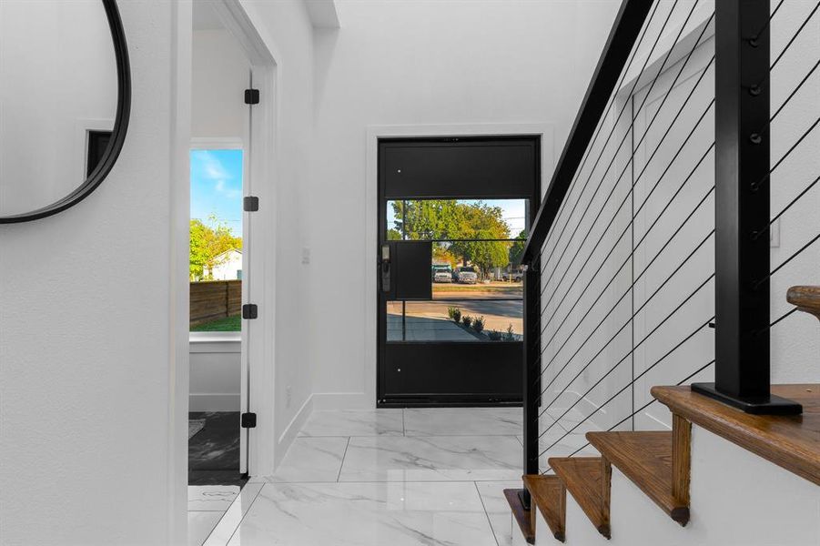 Heavy metal and glass door. Heavy metal and glass door.