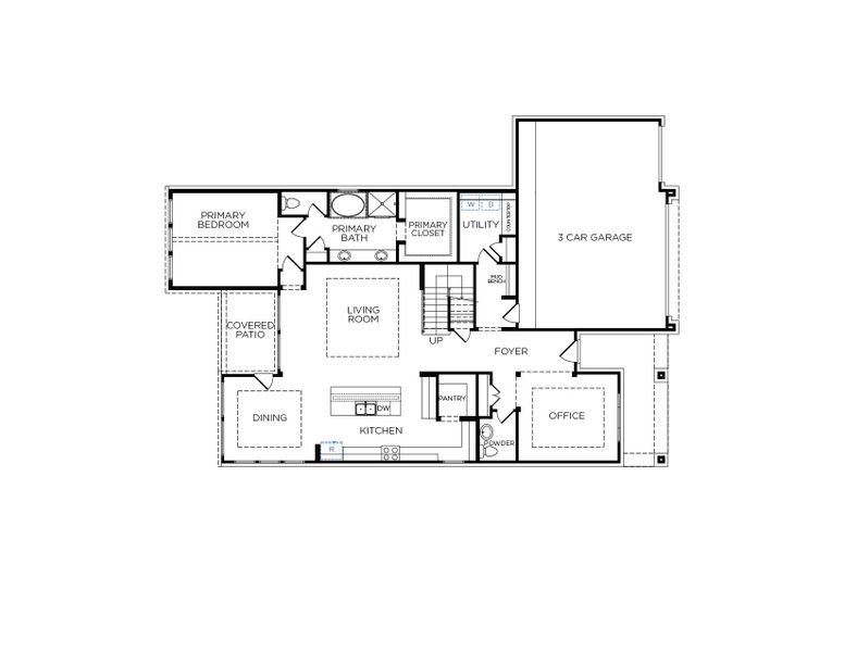 2D floor plan layout of this home in Canterra Creek  60', Rosharon, TX (Image 5).