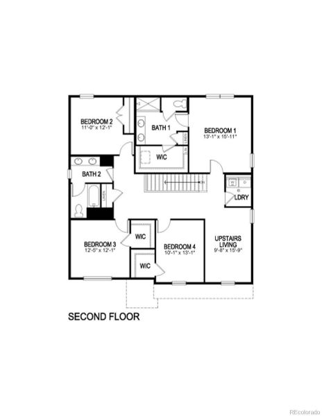 2D floor plan layout of this home in Spring Valley Ranch, Elizabeth, CO (Image 2).