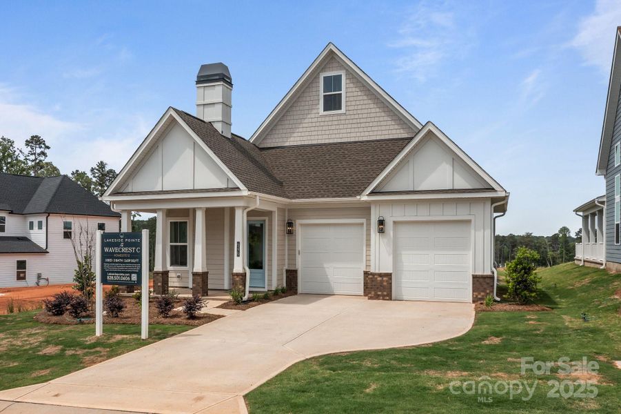 Front exterior of a new home in Lakeside Pointe, Sherrills Ford, NC, highlighting curb appeal (Image 36).