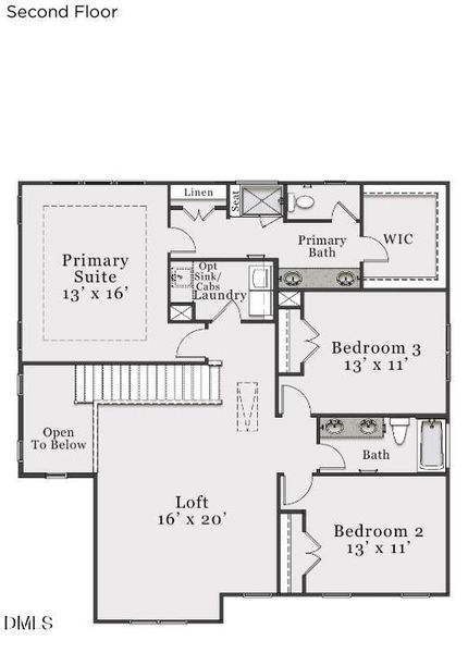 2D floor plan layout of this home in Holston, Fuquay Varina, NC (Image 4).