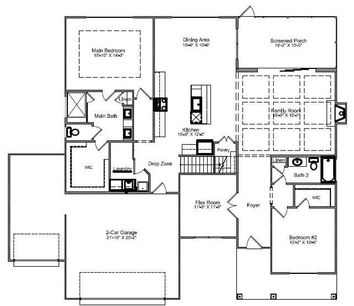 2D floor plan layout of this home in Brighton Park, Mount Pleasant, NC (Image 1). 2D floor plan layout of this home in Brighton Park, Mount Pleasant, NC (Image 1).