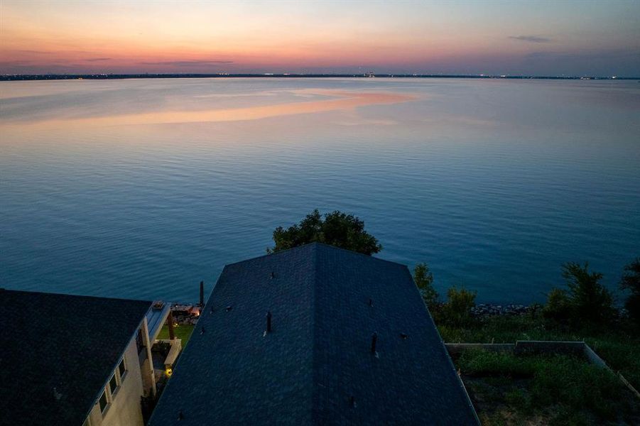 Aerial view at dusk of a water view