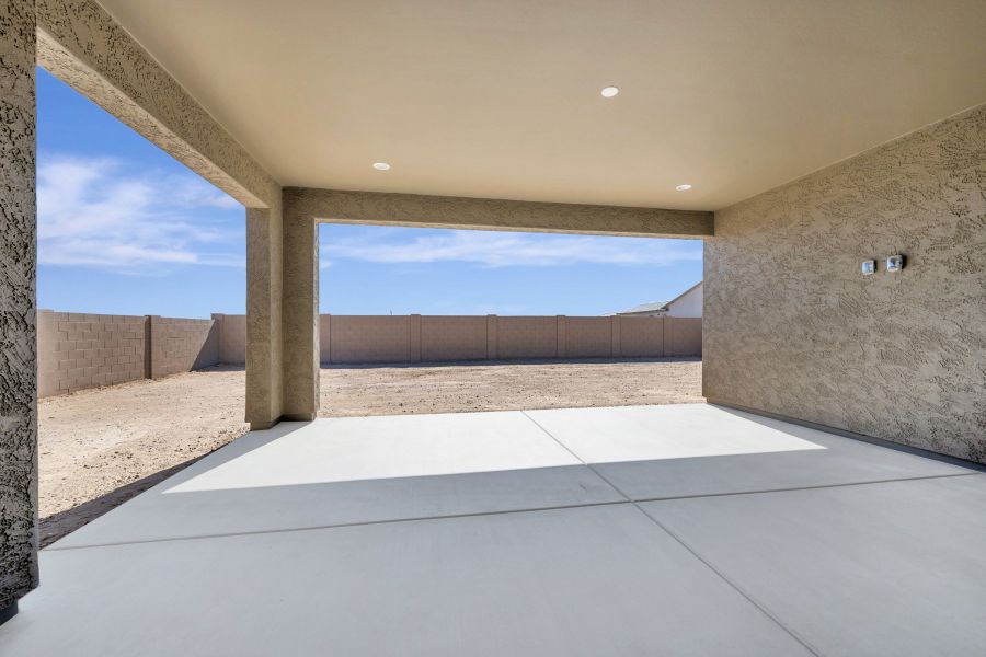 Exterior details and patio area of a home in Sentiero at Windrose, Waddell (Image 3). Exterior details and patio area of a home in Sentiero at Windrose, Waddell (Image 3).