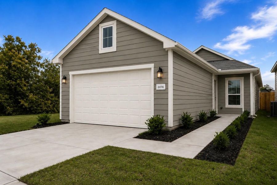 Front exterior of a new home in Crosby Terrace, Crosby, TX, highlighting curb appeal (Image 2). Front exterior of a new home in Crosby Terrace, Crosby, TX, highlighting curb appeal (Image 2).