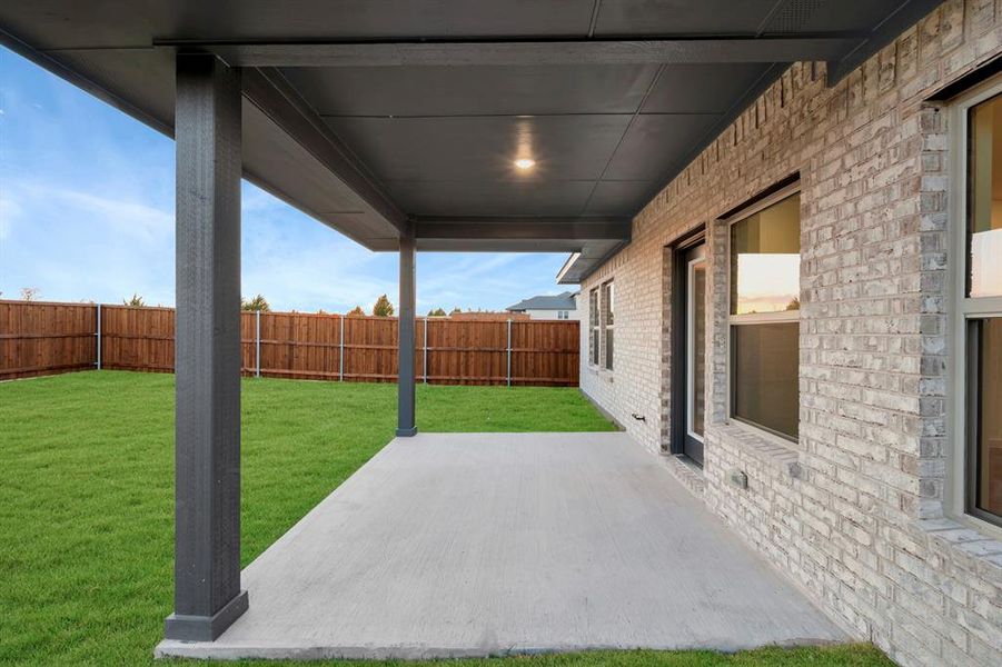 Exterior details and patio area of a home in Aspire at Noble Ridge, Howe (Image 2). Exterior details and patio area of a home in Aspire at Noble Ridge, Howe (Image 2).