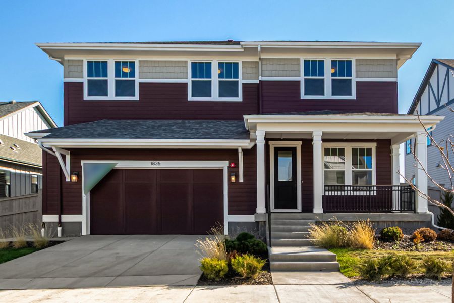 Front exterior of a new home in Westerly, Erie, CO, highlighting curb appeal (Image 1).