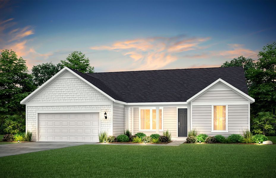 Front exterior of a new home in Sun City Peachtree, Griffin, GA, highlighting curb appeal (Image 24). Front exterior of a new home in Sun City Peachtree, Griffin, GA, highlighting curb appeal (Image 24).