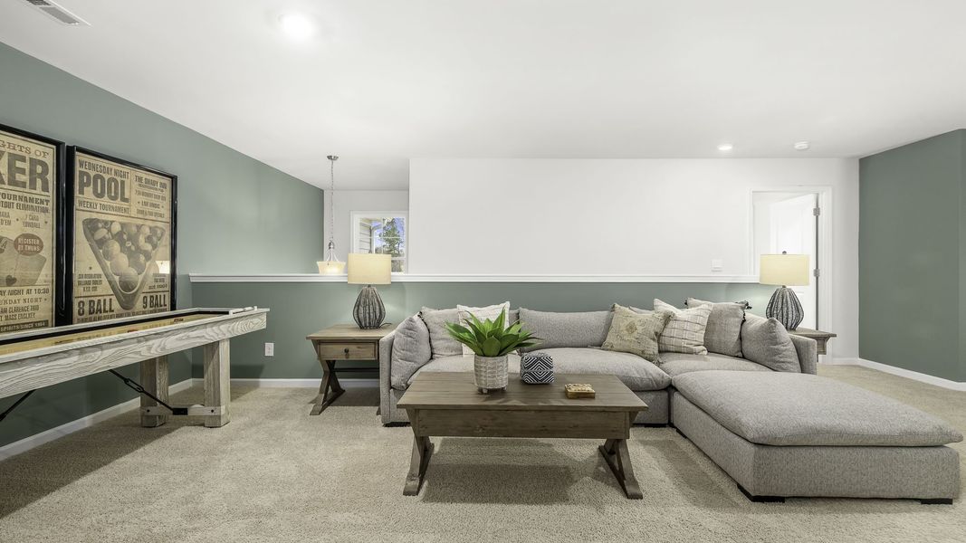 Furnished interior view inside a new home in The Meadows at Kinsley, Jamestown (Image 18). Furnished interior view inside a new home in The Meadows at Kinsley, Jamestown (Image 18).