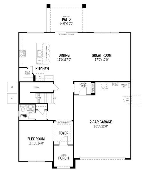 2D floor plan layout for the Pacific by Mattamy Homes in White Tank Vistas, Waddell, AZ (Image 4).
