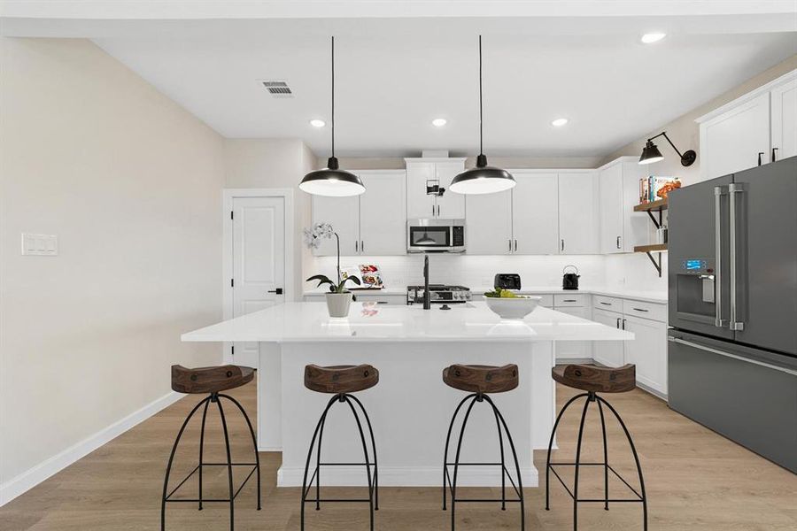 Furnished interior view inside a new home in Aspire at Noble Ridge, Howe (Image 8). Furnished interior view inside a new home in Aspire at Noble Ridge, Howe (Image 8).