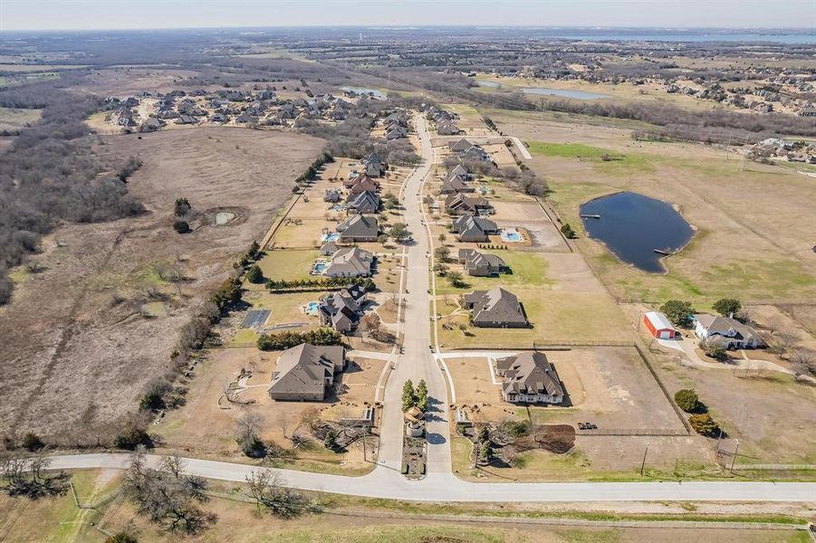 Aerial view of the Falcon Point community in Heath, TX, showing layout and nearby surroundings (Image 1).